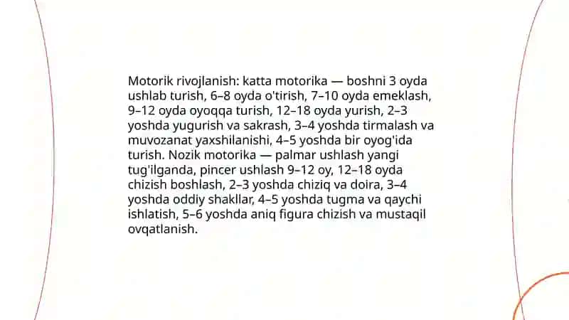 Tuģulgandan 7 yoshgacha bolgan rivojlanishning oziga xos xususiyatlari 4