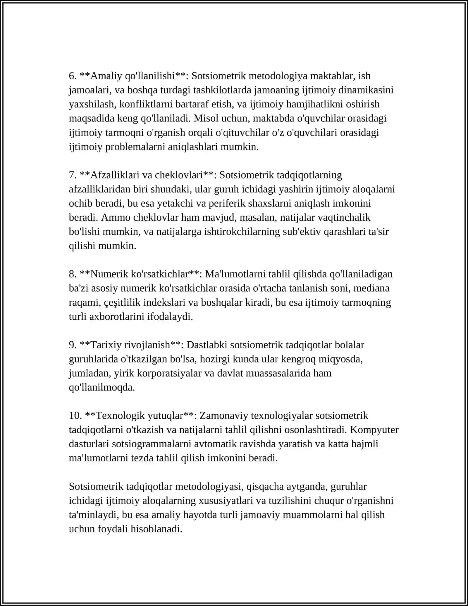 MUSTAQIL ISH Mavzu: SOTSIOMETRIK PROTSEDURALAR 4