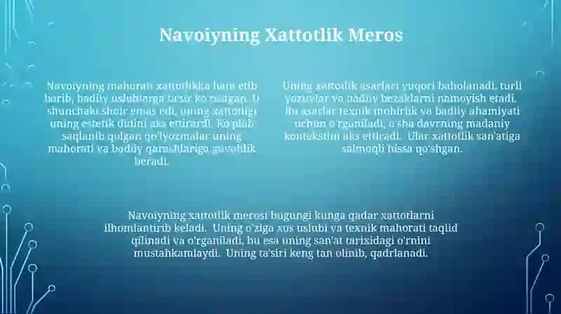 Navoiy hayot va xattotlik ta'siri 4