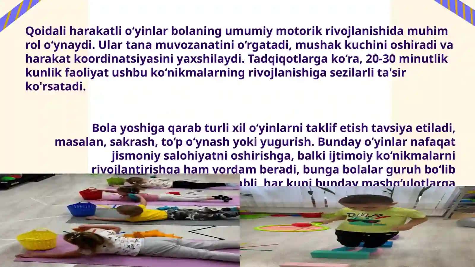 Umumiy motorikani rivojlantirish uchun qoidali harakatli o‘yinlar 4