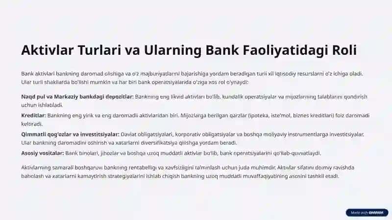 Bank Balansi va Hisobvaraqalar Hisobi: Asoslar 4