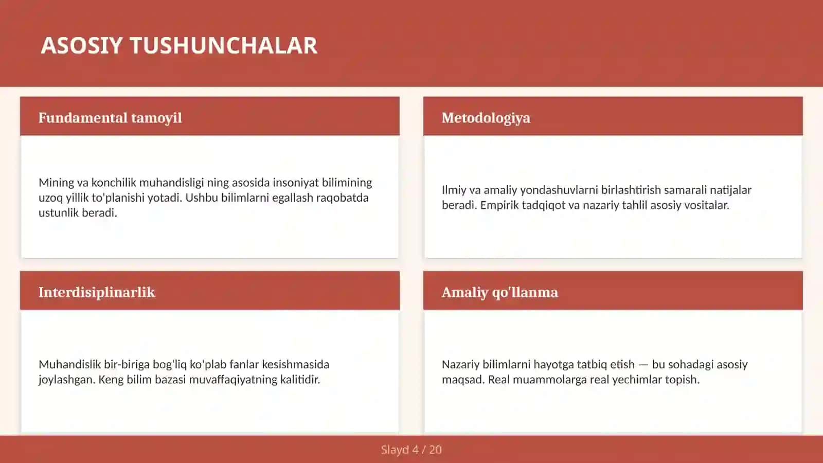 MINING VA KONCHILIK MUHANDISLIGI 4
