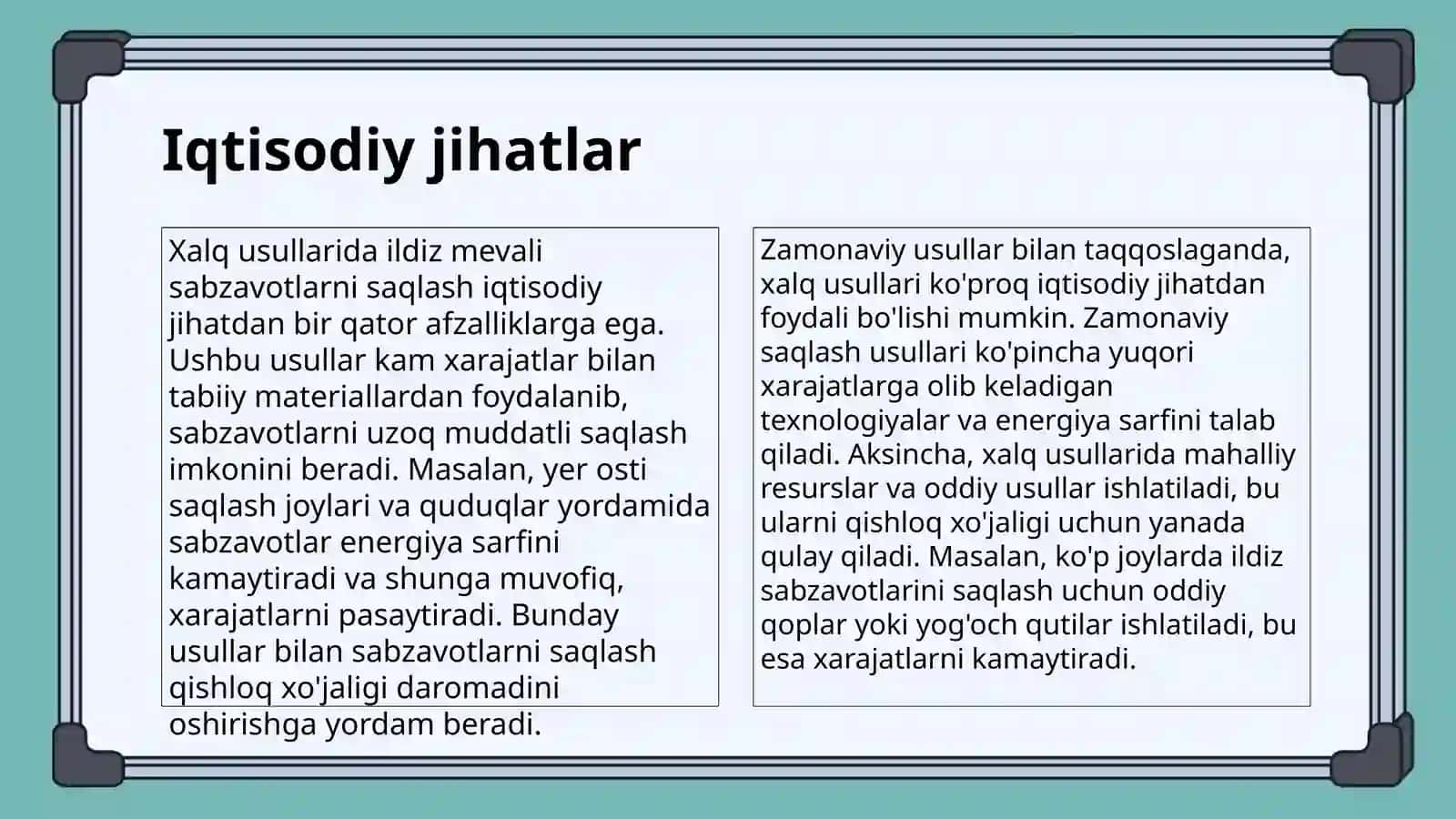 Ildiz mevali sabzavotlarning vaqtinchalik omborlarda saqlashning xalq usullari 4