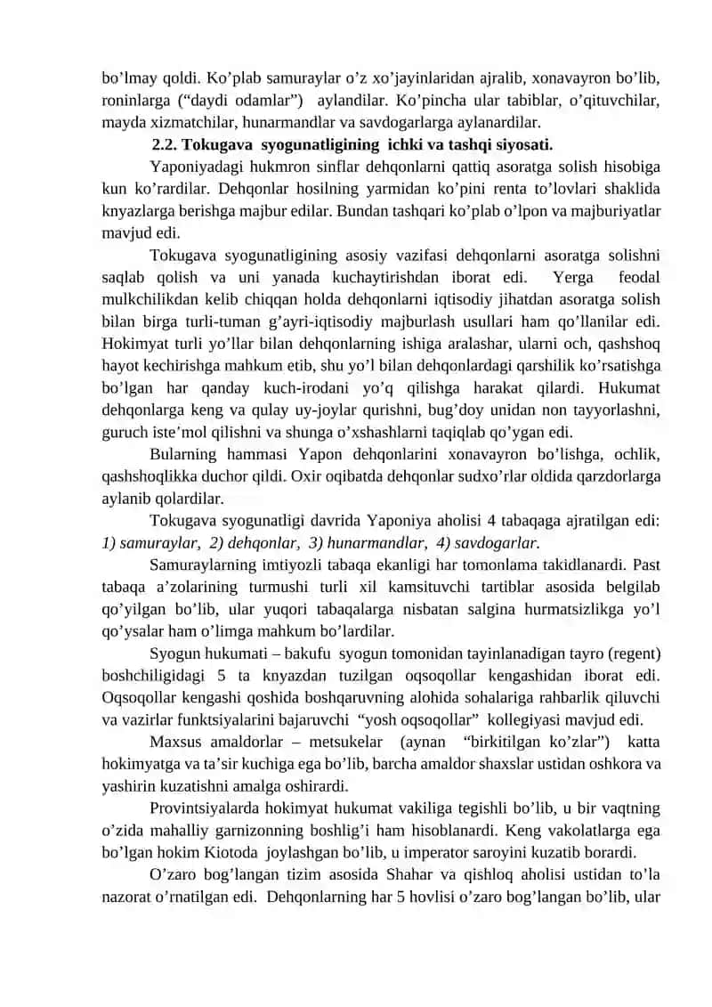 Yaponiya yangi davrda: Tarixiy rivojlanishning asosiy voqealari va jarayonlari 4