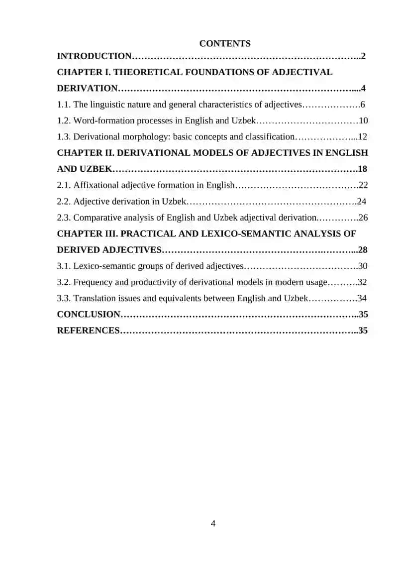 DERIVATIONAL MODELS OF ADJECTIVES IN ENGLISH AND UZBEK 4