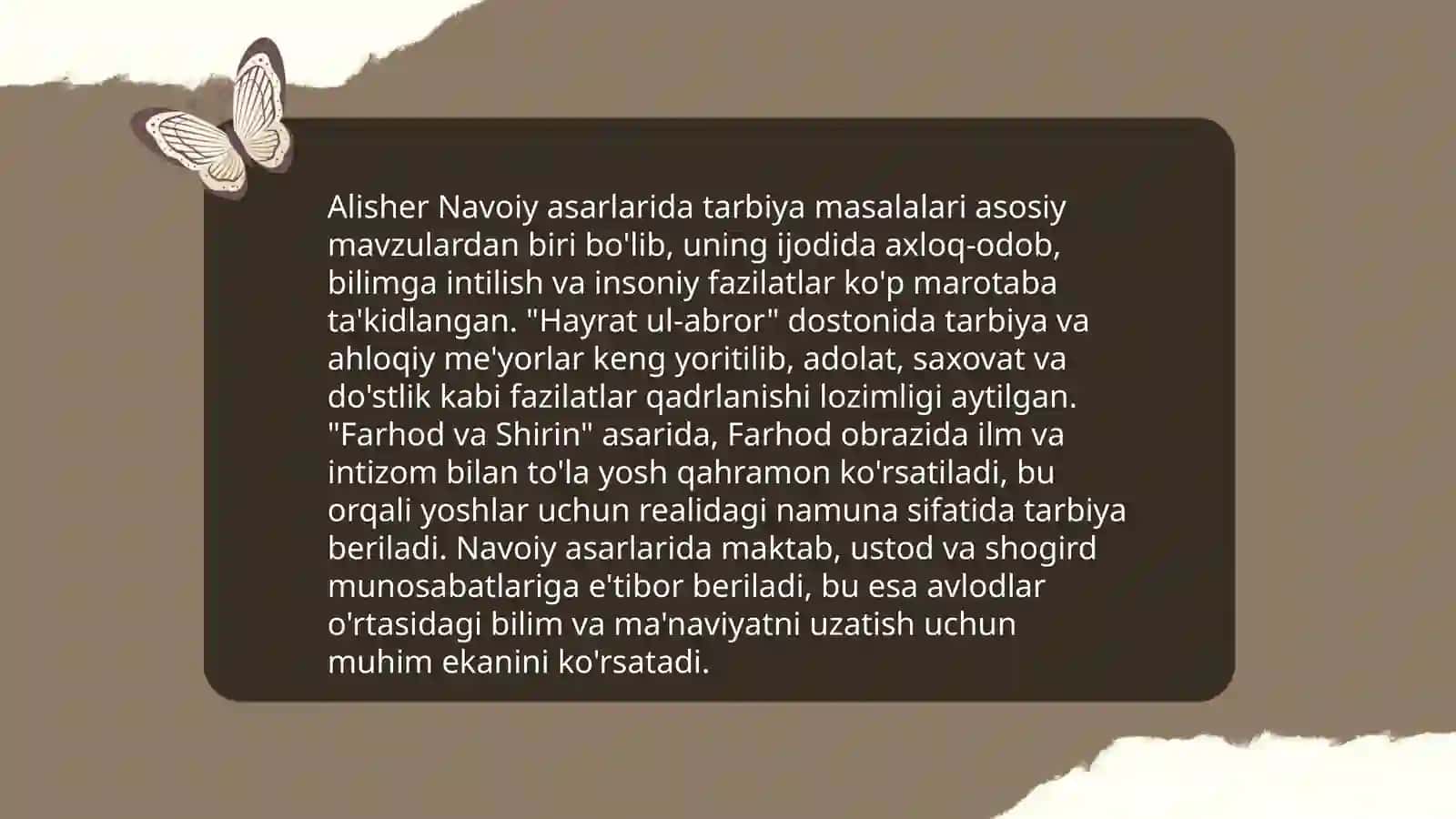 Alisher Navoiyning taʼlim-tarbiya toʻgʻrisidagi qarashlari 4