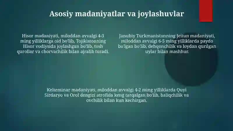 Õrta Osiyoda eneolit davri Arxeologik yodgorliklari 4