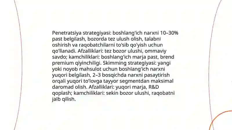 Marketing miks tizimida narx siyosatini roli 4