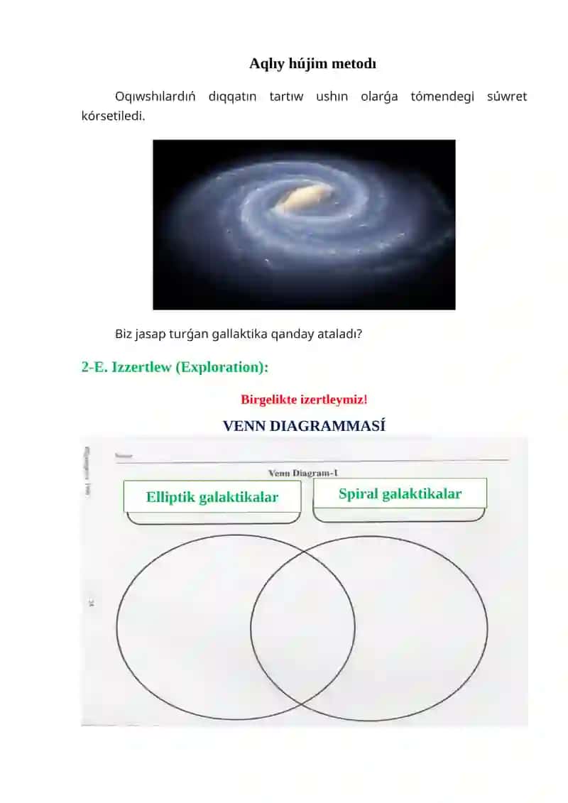 Sırtqı gallaktikalar.Gallaktikalardıń klasları hám spektrleri 4