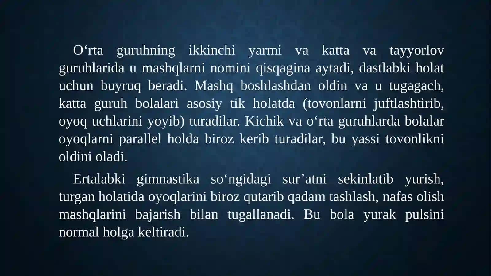 Maktabgacha yoshdagi bolalar jismoniy tarbiya nazariyasi 4