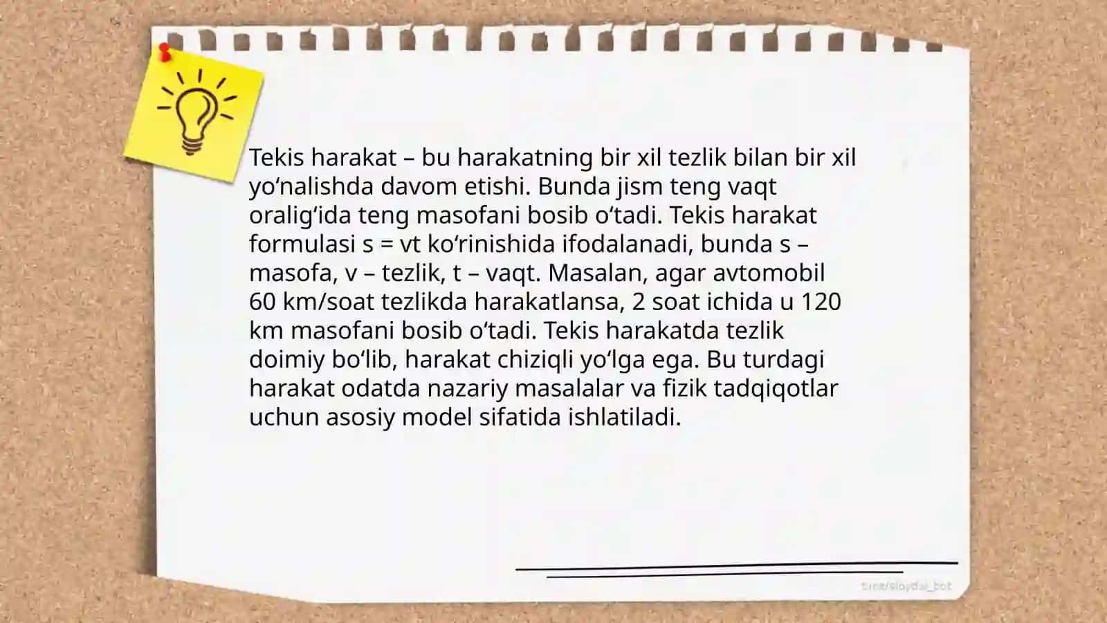 Toʻgʻri chiziqli tekis va notekis harakatlar uchun, harakat tezlik tezlanish grafiklari 4