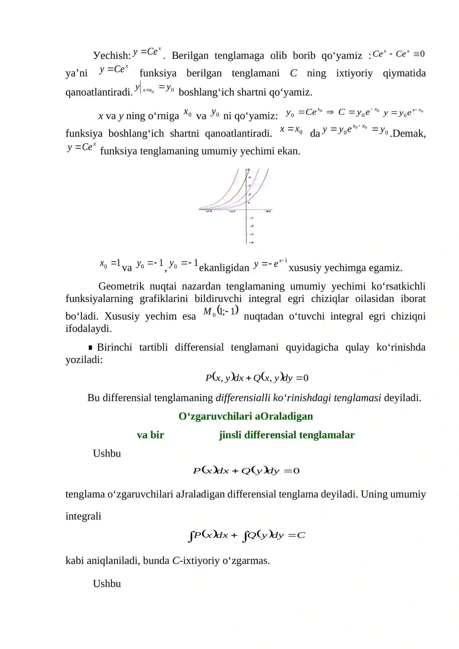 Differensial tenglamalar va birinchi tartibli differensial tenglamalar 4