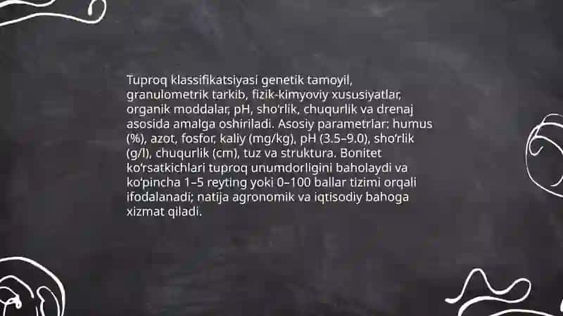 Tuproq bonitirovkasi va yerlarni iqtisodiy baholashni o‘rganish 4