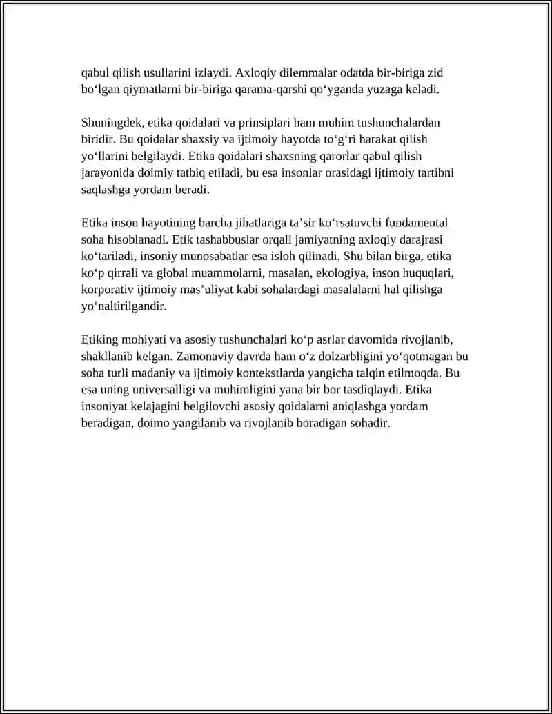 ETIKANING MOHIYATI VA AHAMIYATI, FUNKSIYALARI QADRIYATLAR IERARXIYASI 4