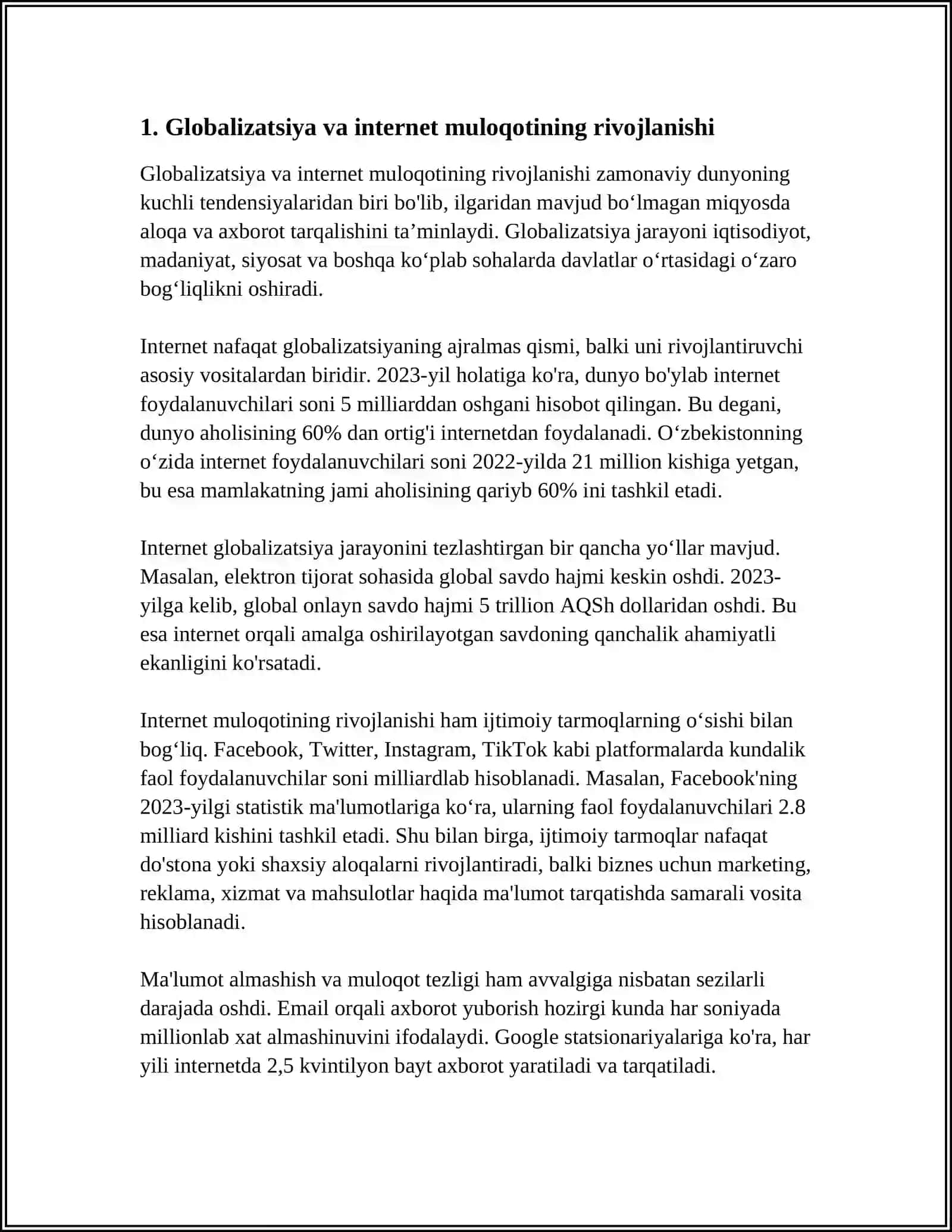 GLOBALIZACIYA SHAROITIDA INTERNETNI MULOQAT SOHASI 4