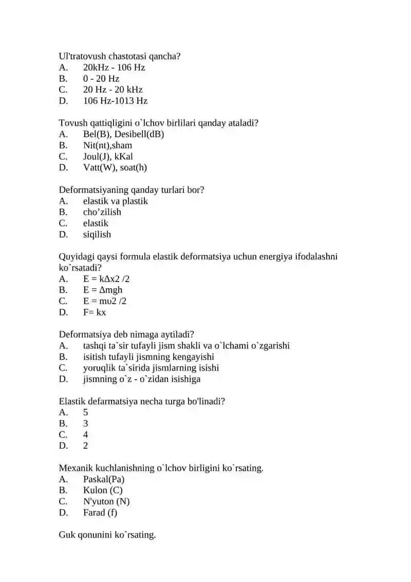 Biofizika va radiobiologiya TEST 4