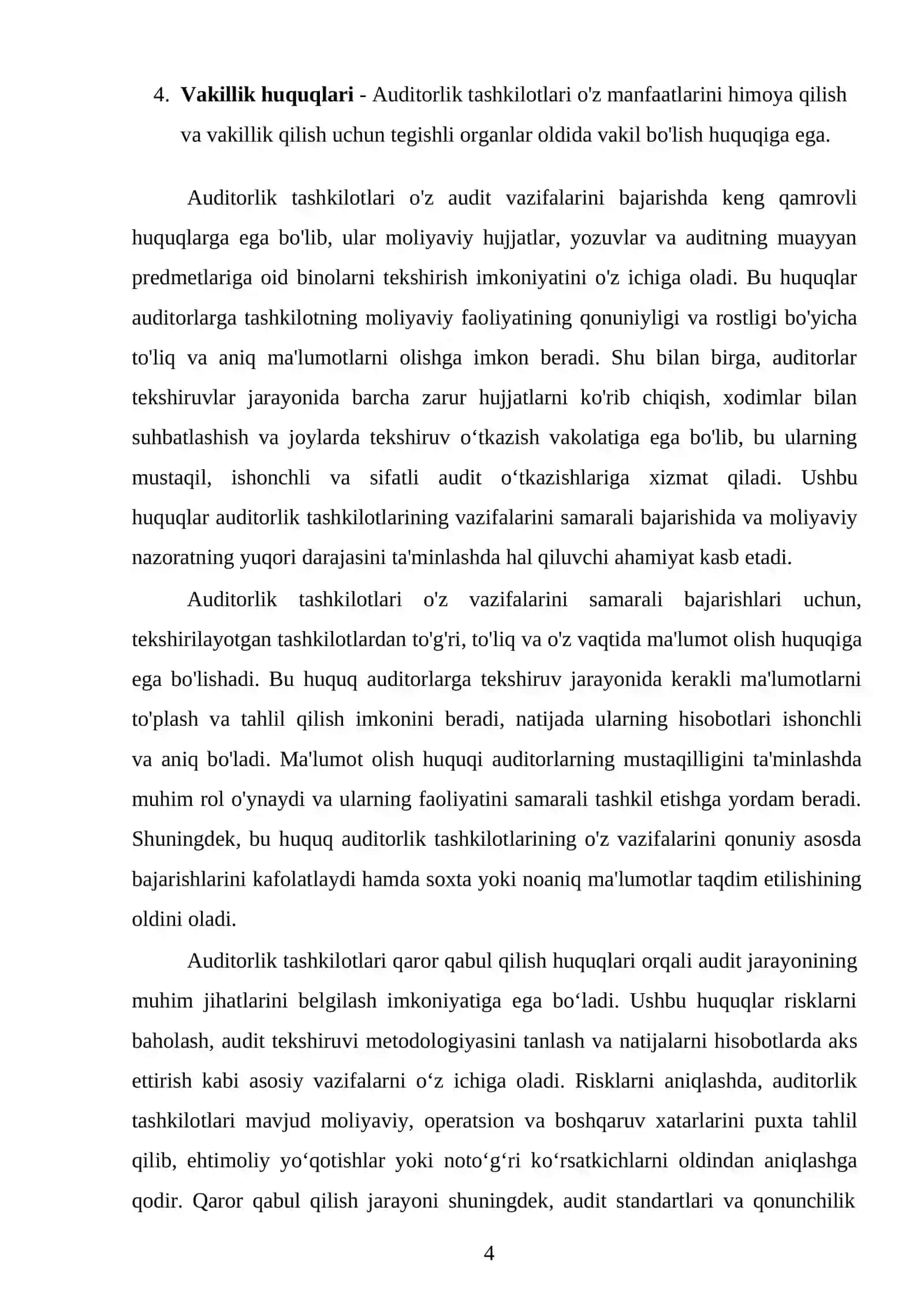 Moliyaviy auditorlik tashkilotlarining huquq - majburiyatlariga oid tadqiqot 4