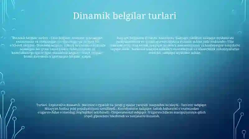 Tatqiqot Belgilarni Òrtacha Ahamiyati Va Turlari 4
