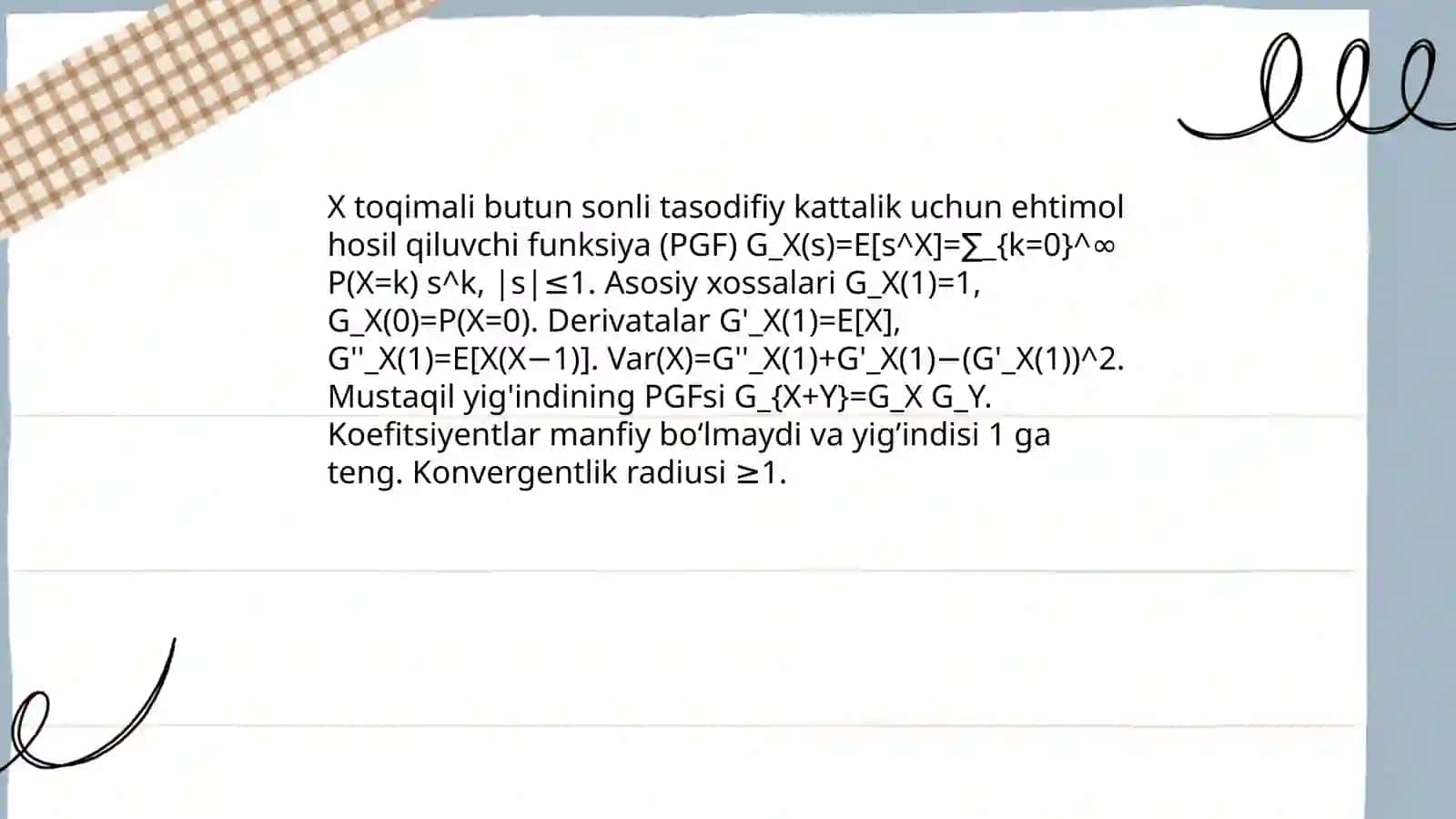 Hosil qiluvchi funksiyalar.Ehtimollarning polinomial taqsimoti 4