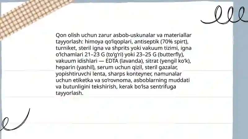 Bemorlardan tahlil uchun qon olish texnikasi 4