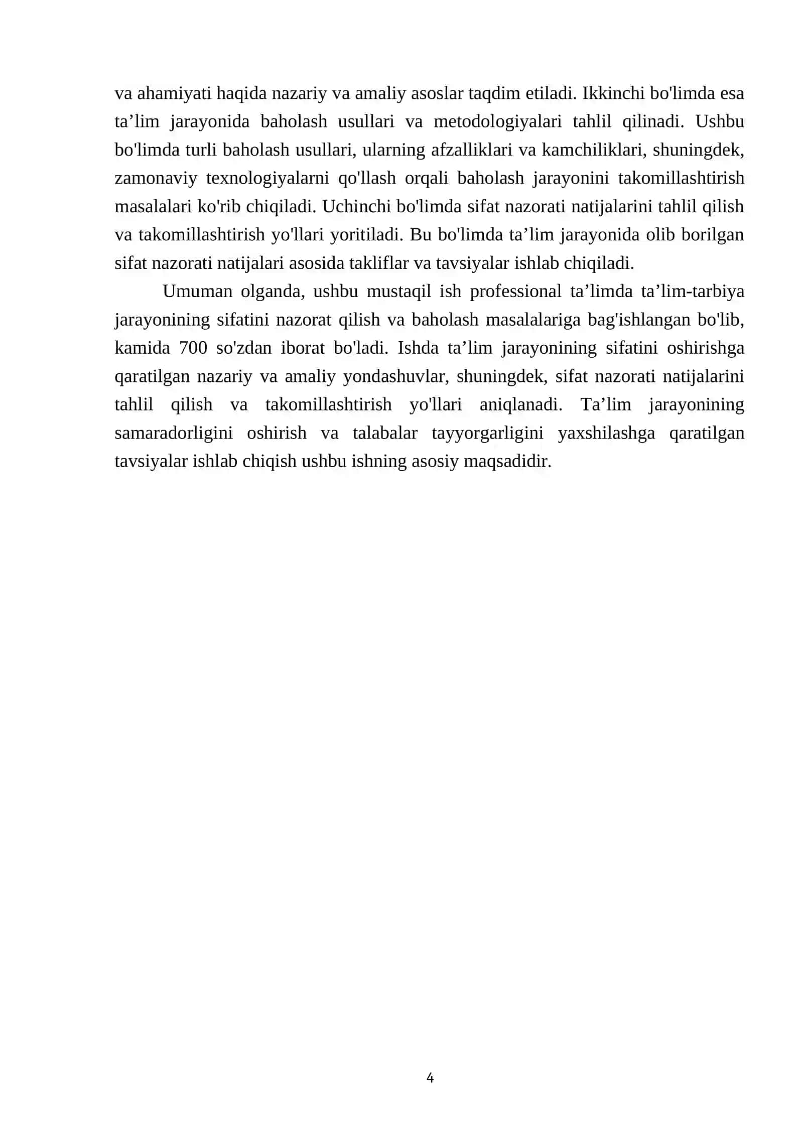Professional ta’limda ta’lim-tarbiya jarayoni sifatini nazorat qilish va baholash 4