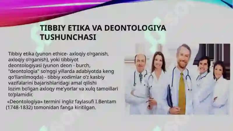 Tibbiyot xodimlarining madaniyati.Kasbiy etika va deontologiya 4