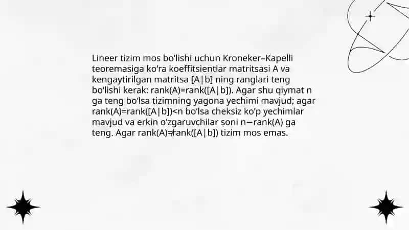 Kroneker-Kapelli teoremasi va uning isboti 4