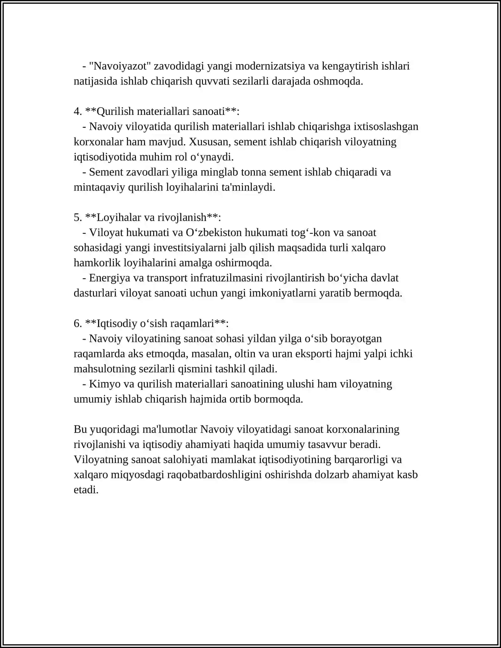 NAVOIY VILOYATIDA FAOLIYAT KO'RSATAYOTGAN SANOAT KORXONALARI 4