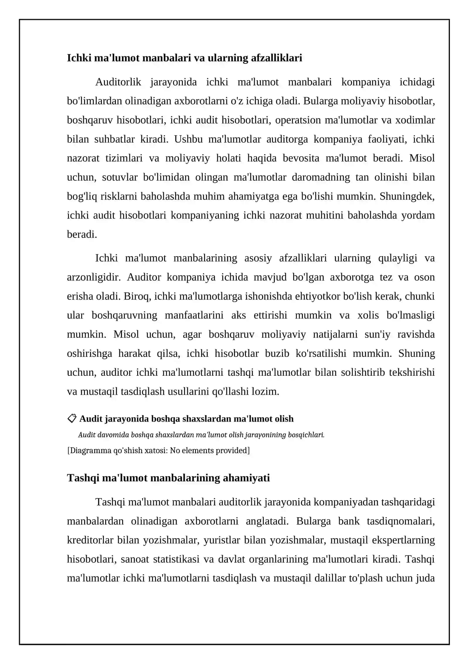 Audit oʻtkazish jarayonida boshqa shaxslarning maʼlumotidan foydalanish 4