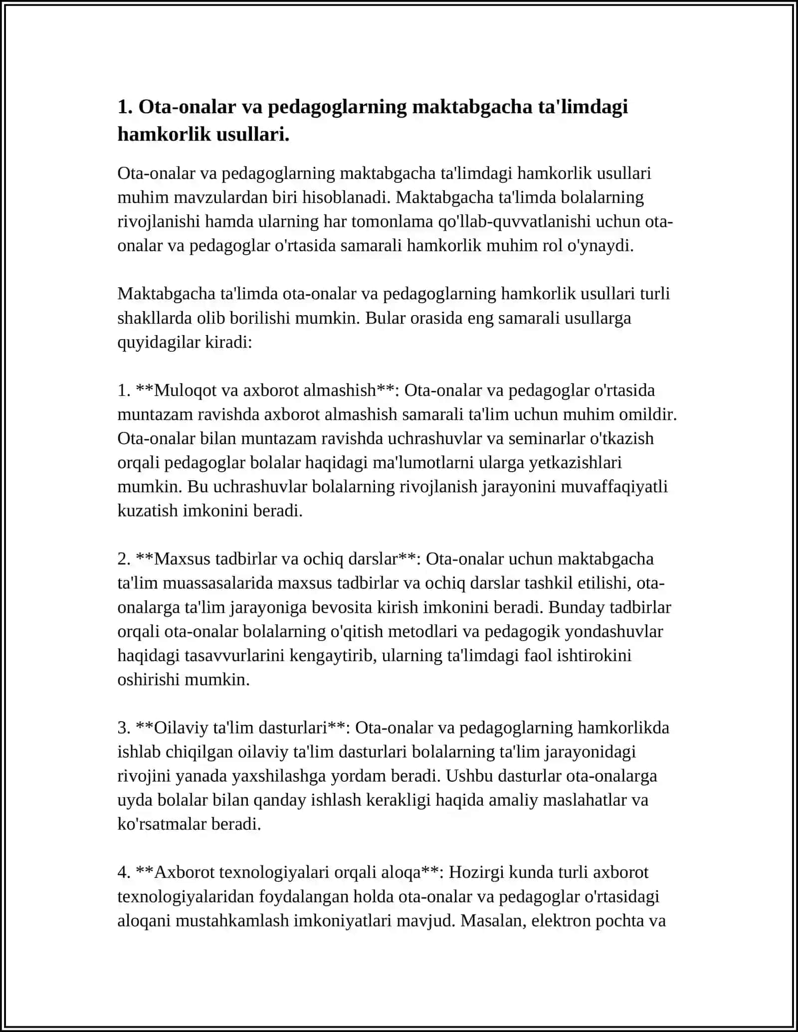 IMKONIYATI CHEKLANGAN BOLALARNI MAKTABGA TAYYORLASHDA OTA-ONALAR MAHALLALAR VA PEDAGOGLARNING O'RNI VA HAMKORLIGI 4