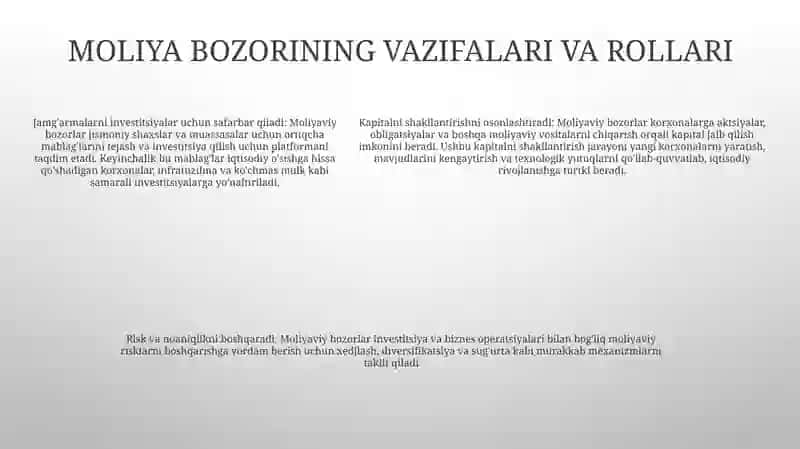 Moliya Bozorining Iqtisodiyotdagi Ahamiyati Va O'Rni 4