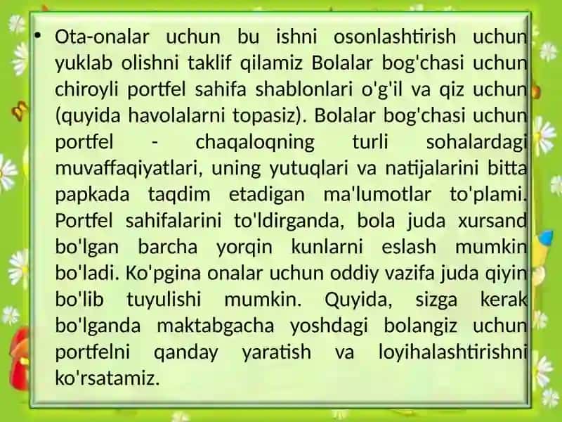 Bolalar bog’chasi bolalar uchun portfeli 4