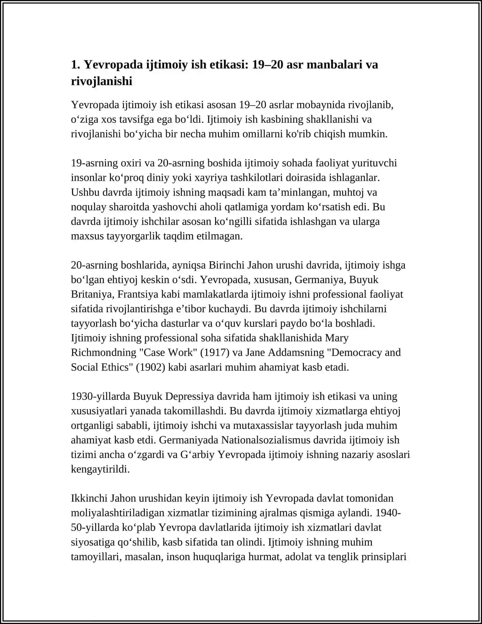 YEVROPA AMERIKA ROSSIYADA IJTIMOIY ISH ETIKASI TARIXI 4