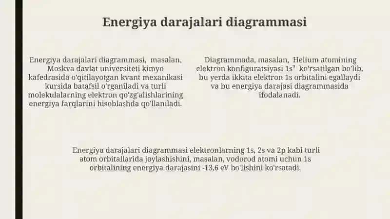 Har xil elektron holatdagi molekulalar xossalarining farqlanishi 4