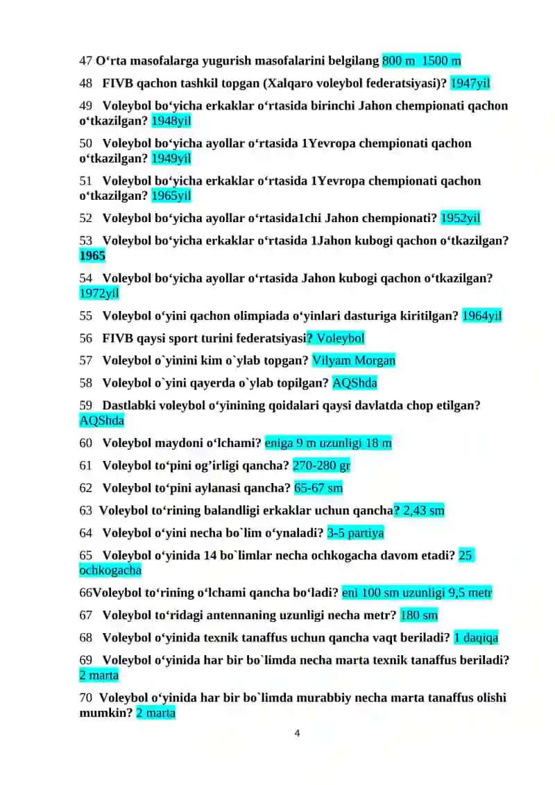 Jismoniy tarbiya nazariyasi va metodikasi fanidan 4
