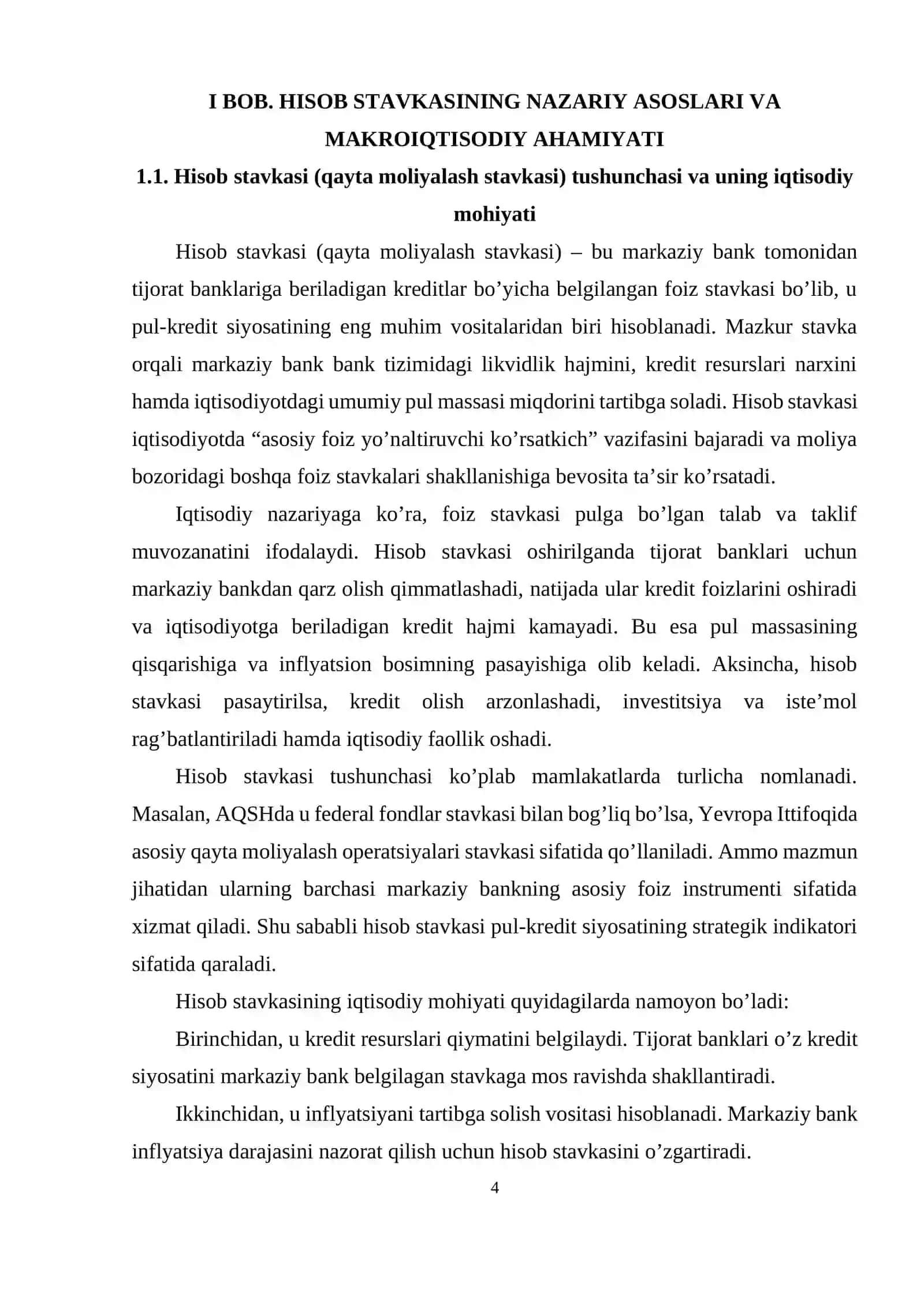 MAKROIQTISODIY SIYOSATDA HISOB STAVKASI (QAYTA MOLIYALASH STAVKASI) DAN FOYDALANISHNING CHET-EL TAJRIBASI 4