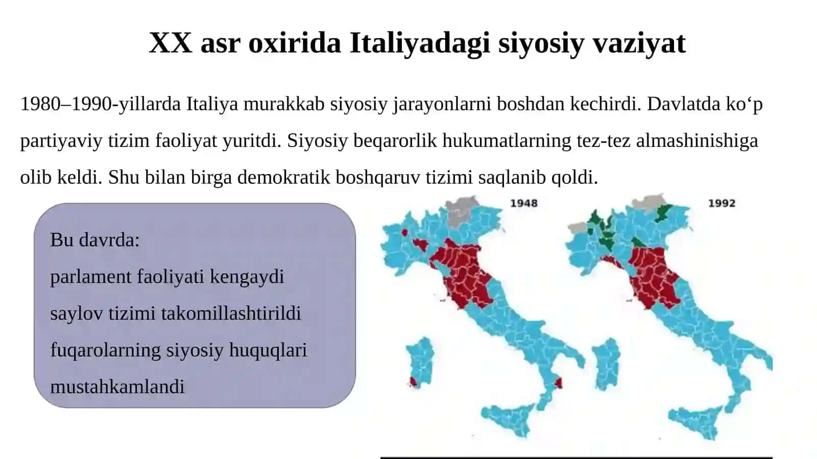 XX asr oxirida Italiyada demokratik institutlar rivoji 4
