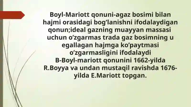 Mavzu: Gazlar qonunlari va ularning qo’llanilishi 4