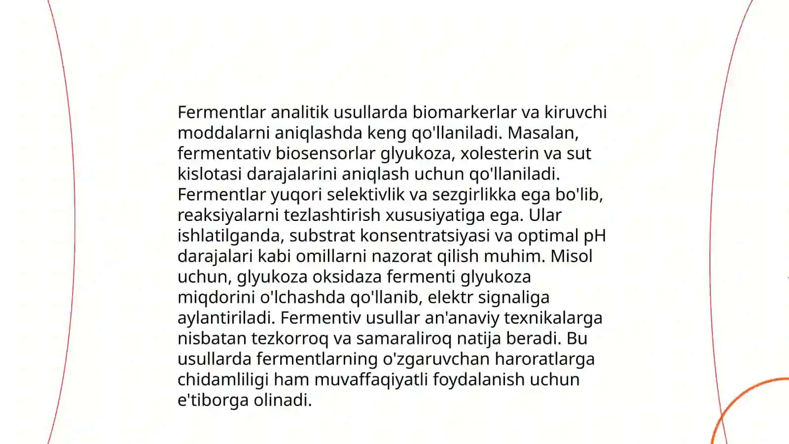 Fermentlar analitik reagentlar sifatida. Immobillangan fermentlar olinishi va qo'llanilishi 4