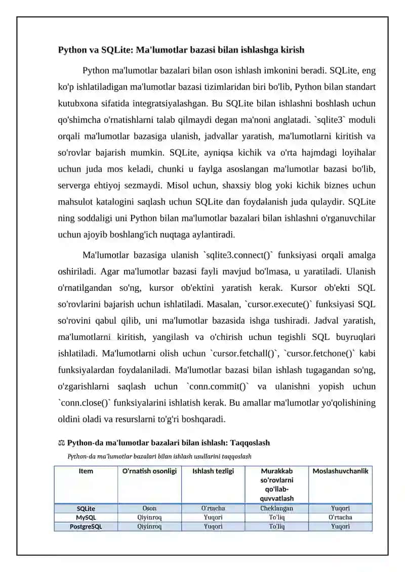 Pythonda berilganlar bazasi bilan ishlash 4