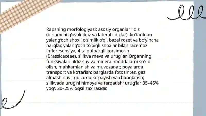 Raps biologiyasi va yetishtirish texnologiyasi 4