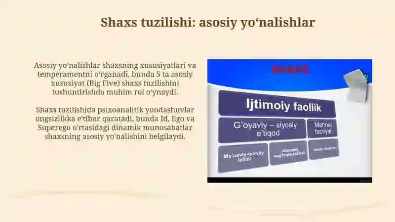 Shaxsning tuzilishi: zamonaviy nazariyalar 4