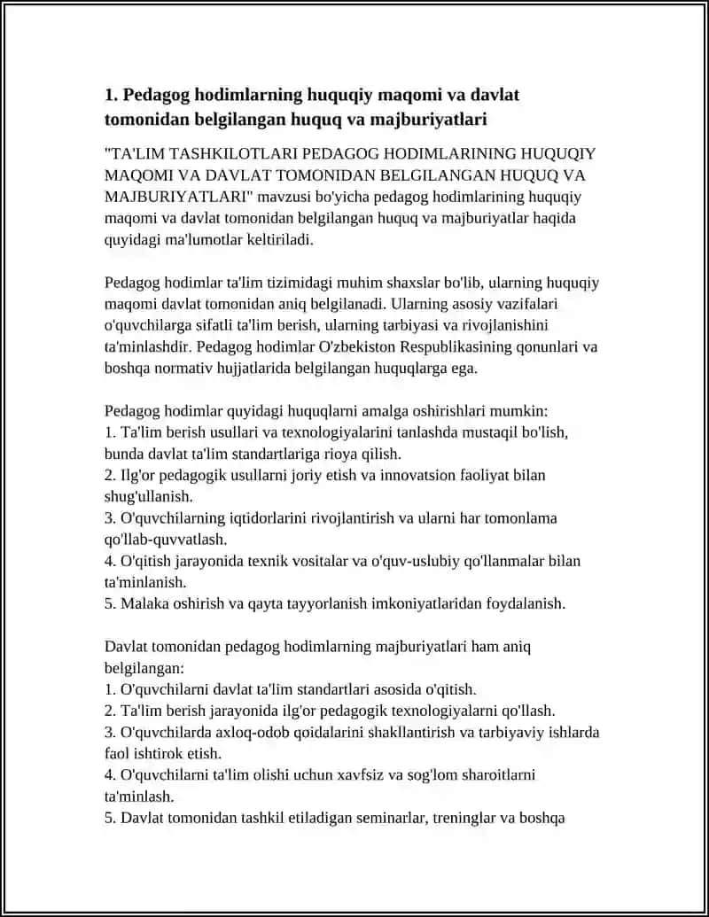 TA'LIM TASHKILOTLARI PEDAGOG HODIMLARINING HUQUQIY MAQOMI 4