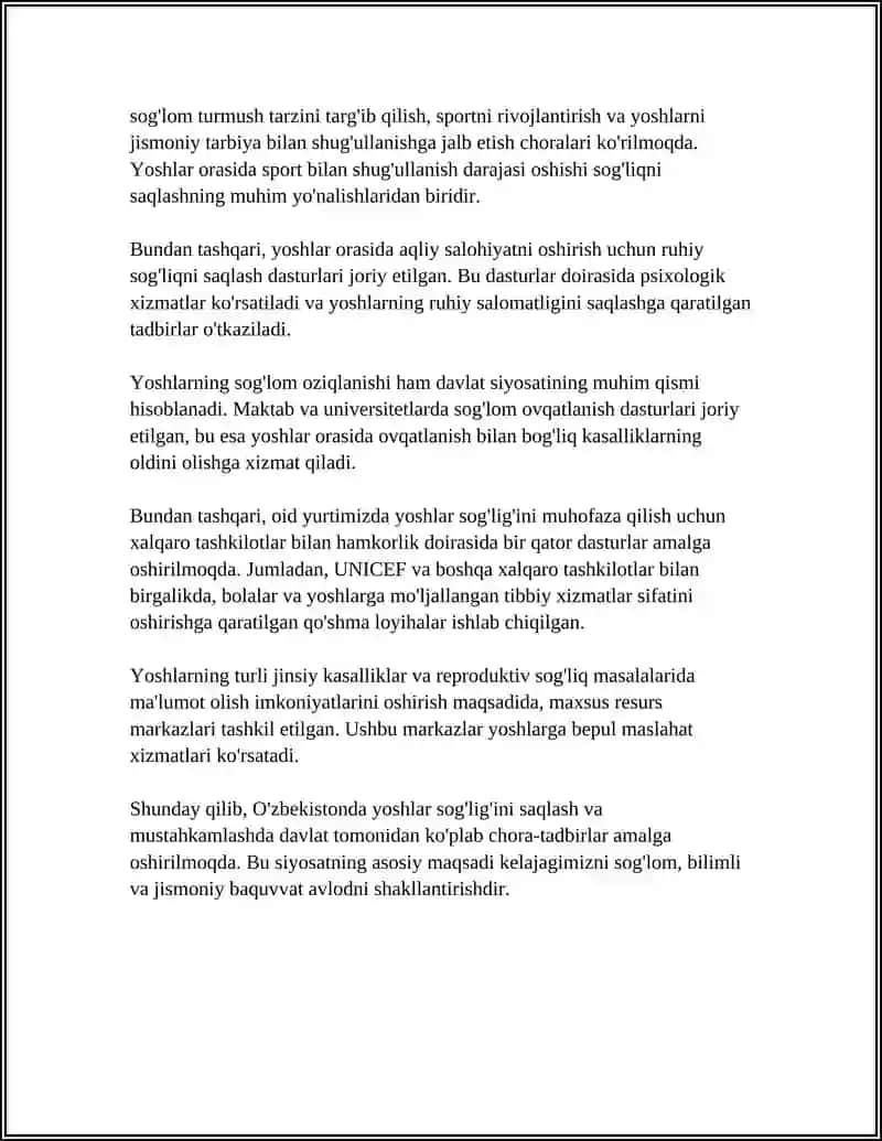 O'ZBEKISTONDA SOG'LIQNI SAQLASH VA YOSHLARGA OID DAVLAT SIYOSATI 4