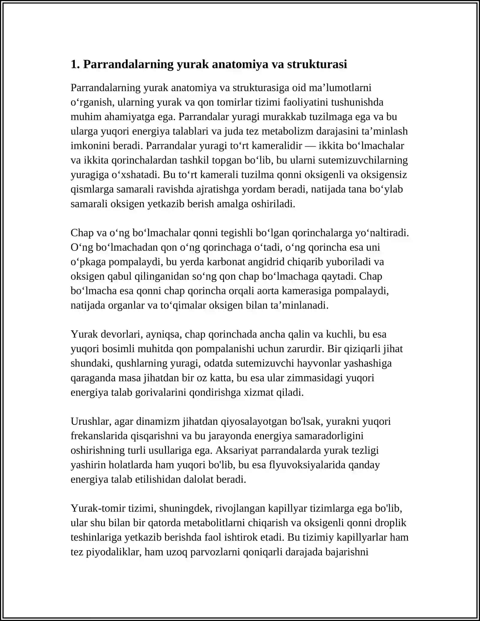 PARRANDALARNING YURAK VA QON TOMIRLAR FIZIOLOGIYASI 4