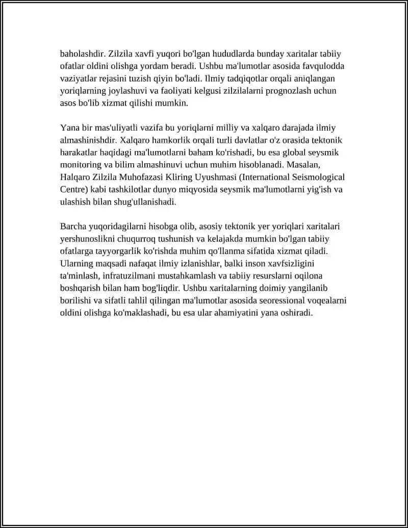 ASOSIY TEKTONIK YER YORIQLARI XARITASI BILAN ISHLASH 4