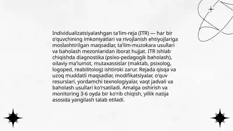 Alohida ta'limga ehtiyoji bor bolalar ta'lim-tarbiyasini tashkil qilish masalalari 4