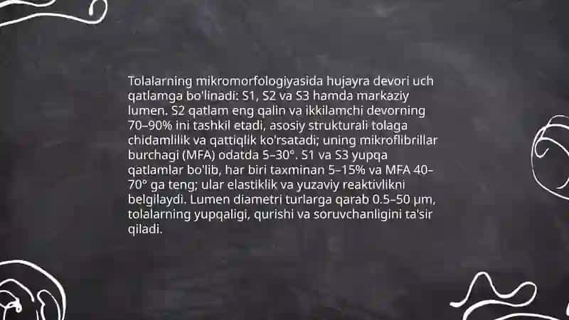 Õsimliklar asosida olinadigan tolalar,tuzilishi va xossalari 4