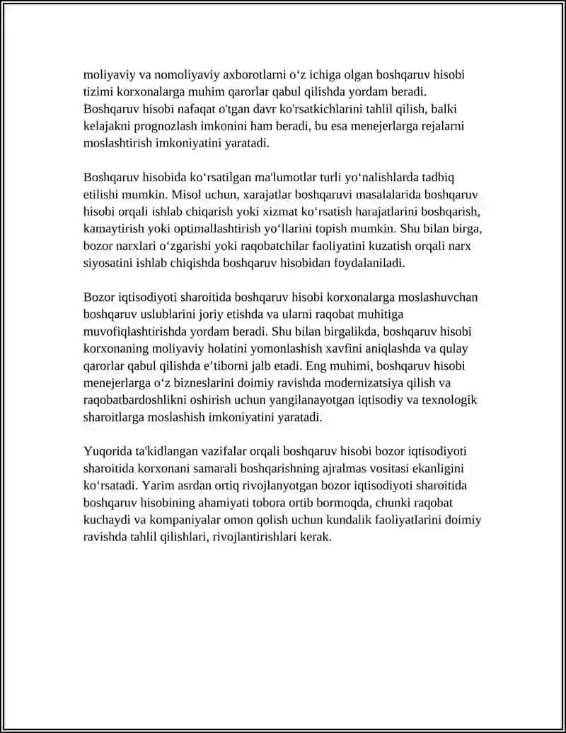 BOZOR IQTISODIYOTI SHAROITIDA BOSHQARUV HISOBINI TOKOMILLASHTIRISHNING ZARURIYATI 4