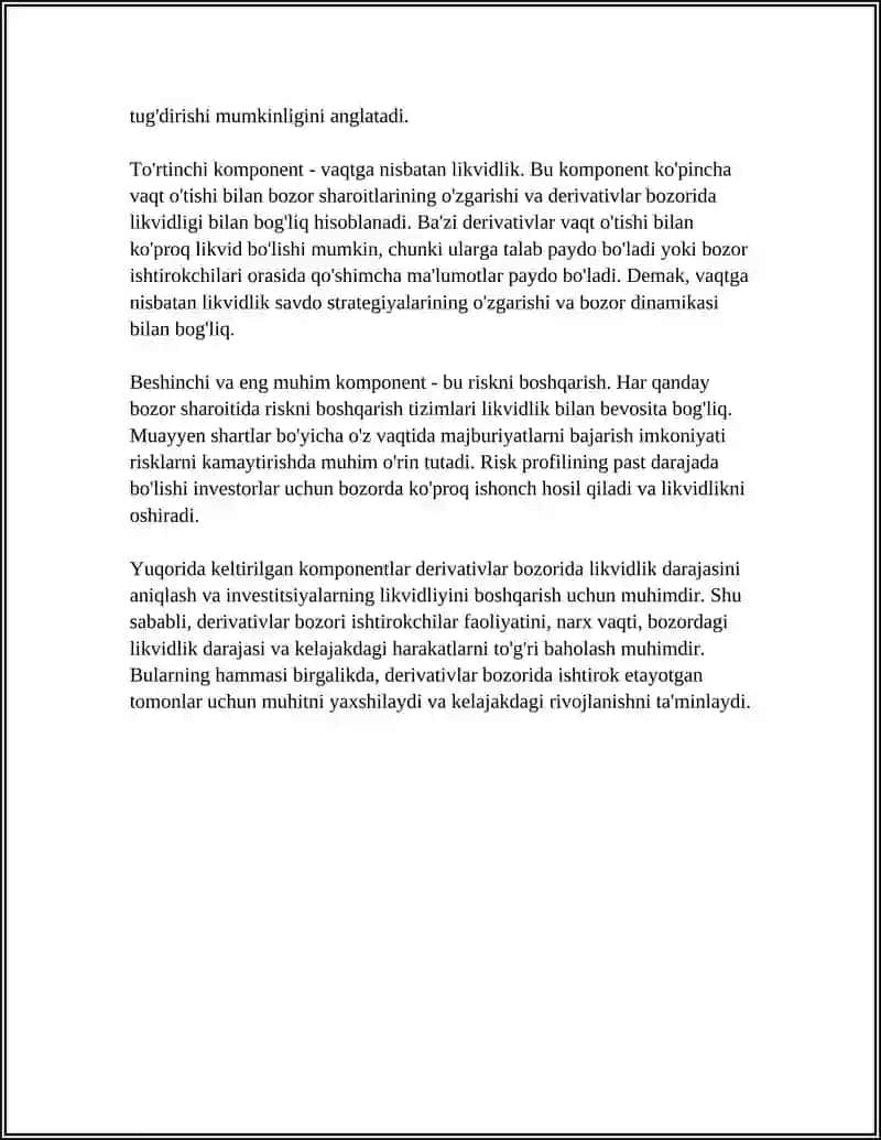 DERIVATIVLAR BOZORIDA LIKVIDLIK TUSHUNCHASI VA UNING AHAMIYATI 4